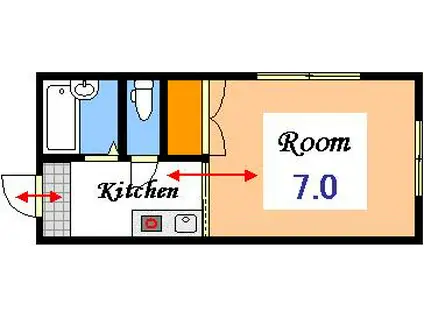 グレイスマルミIII(1K/2階)の間取り写真