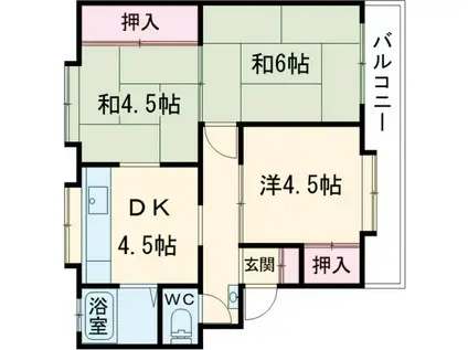 桜ヶ丘マンション(3DK/2階)の間取り写真