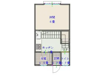 瀬戸口アパート上棟(3K/1階)の間取り写真