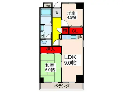 エクセル上小阪(2LDK/3階)の間取り写真