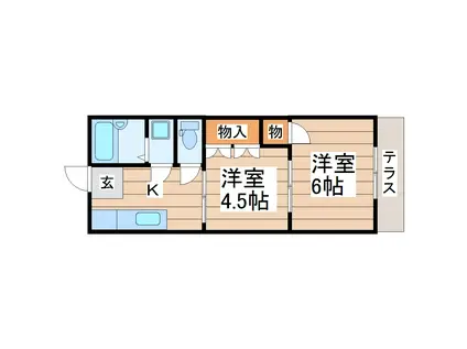 コーポノース仙台(2K/1階)の間取り写真