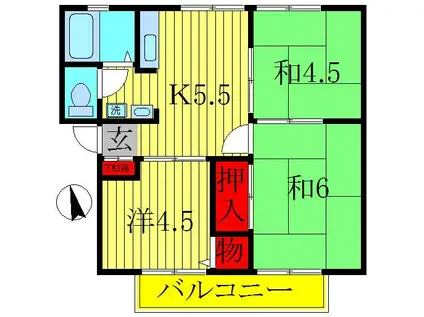 ラフィーネ柏(3DK/1階)の間取り写真