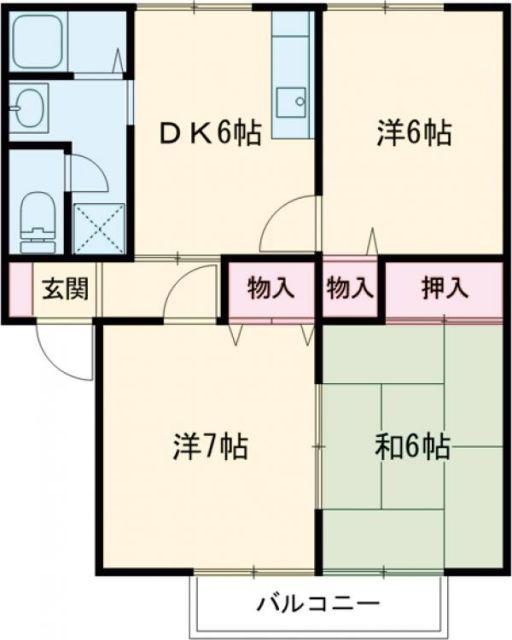 ロイヤルシャトー今泉B(3DK/2階)の間取り写真