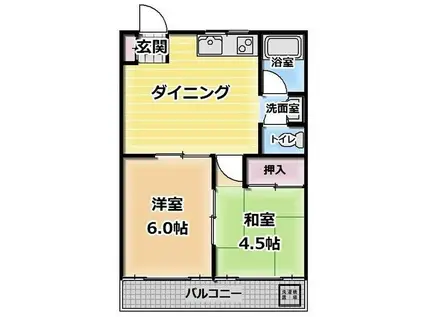 大倉山マンション(2DK/4階)の間取り写真