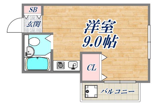 アイビーコート1(ワンルーム/2階)の間取り写真