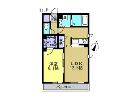 クオリスタ新川崎(1LDK/1階)の間取り写真