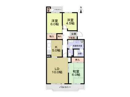 西国分寺史跡通4号棟(3LDK/4階)の間取り写真