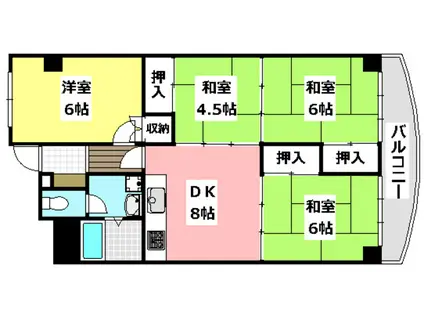 南茨木駅前ハイタウンA棟(4DK/1階)の間取り写真