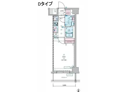 ジェノヴィア蒲田IIIスカイガーデン(1K/4階)の間取り写真