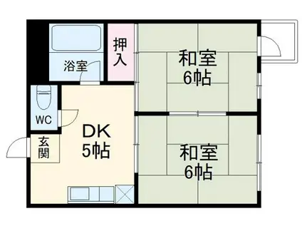 サンバリエ太秦(2DK/2階)の間取り写真