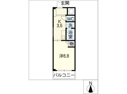 ラフォーレ別名(1K/2階)の間取り写真