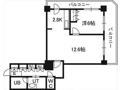 PRIME URBAN札幌 RIVER FRONT(1LDK/13階)の間取り写真