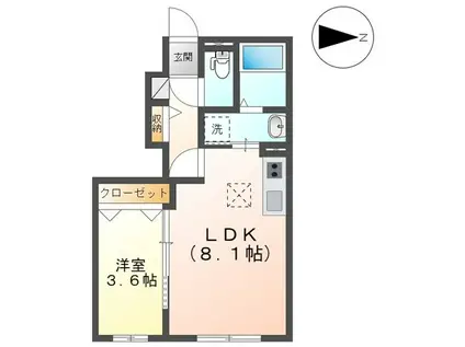 トリコロールIII(1LDK/2階)の間取り写真