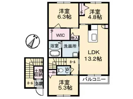 ファンコート堀越一番館(3LDK/2階)の間取り写真