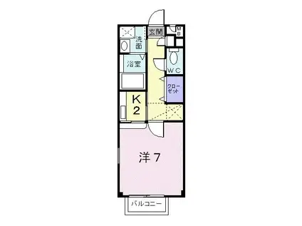 コスモ渡邉 II(1K/2階)の間取り写真