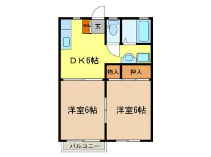 ウィングコーポラスI(2DK/2階)の間取り写真