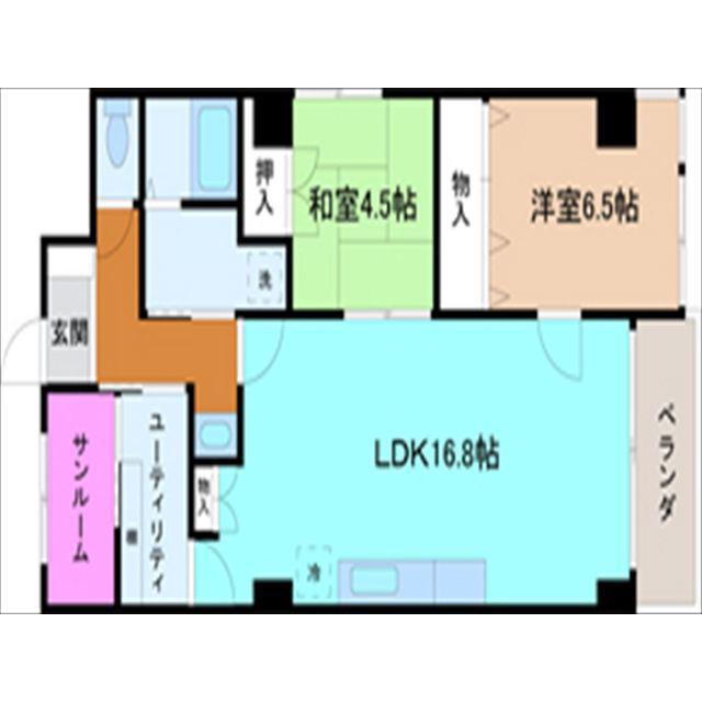 メゾン・ド・ワカスギ(2LDK/3階)の間取り写真