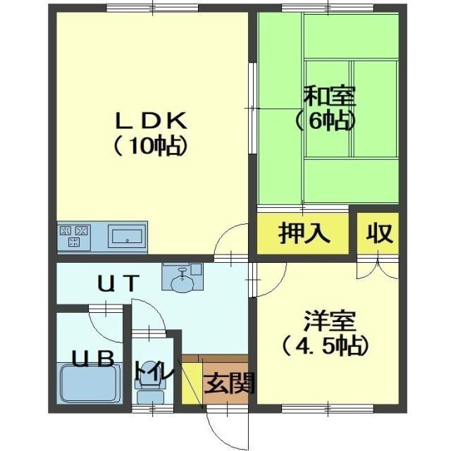 杉澤ハイム2(2LDK/2階)の間取り写真