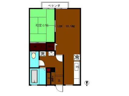 ART CITY(1LDK/2階)の間取り写真