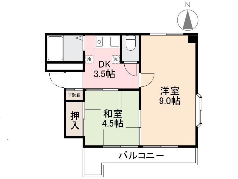ウィズ番町(2DK/2階)の間取り写真