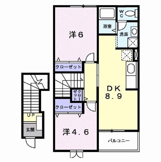 フレーシア(2DK/2階)の間取り写真