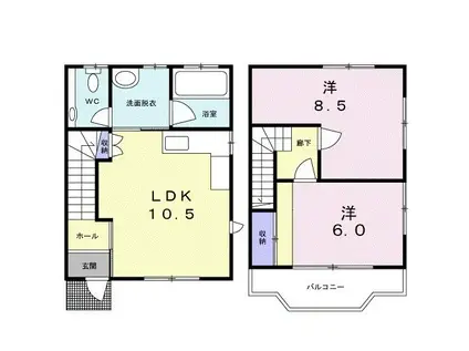 サンファミリーB(2LDK/1階)の間取り写真