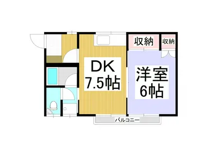 ツルコーポ(1DK/2階)の間取り写真