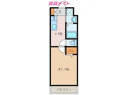 エスポワール白須賀(1K/1階)の間取り写真