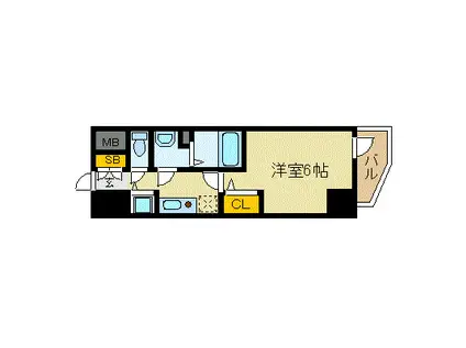 プレサンス天満橋チエロ(1K/2階)の間取り写真