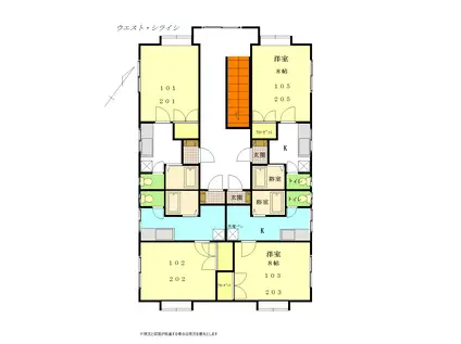 ウエストシライシ(1K/1階)の間取り写真