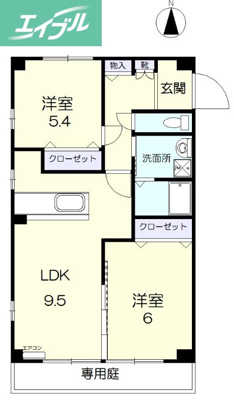 リーフミナン(2LDK/1階)の間取り写真