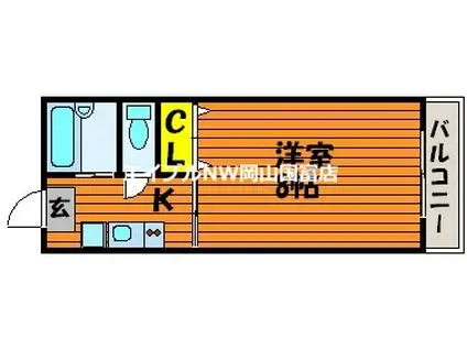 サンハイツ岡大II(1K/3階)の間取り写真