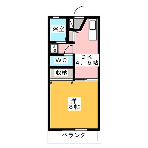 セジュール牧之原(1K/2階)の間取り写真