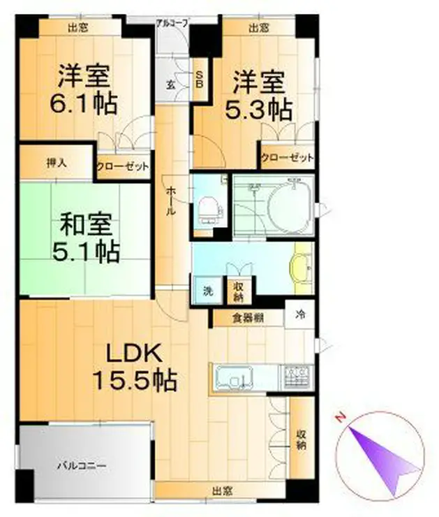メビウスブレイン西千葉 3階階 間取り
