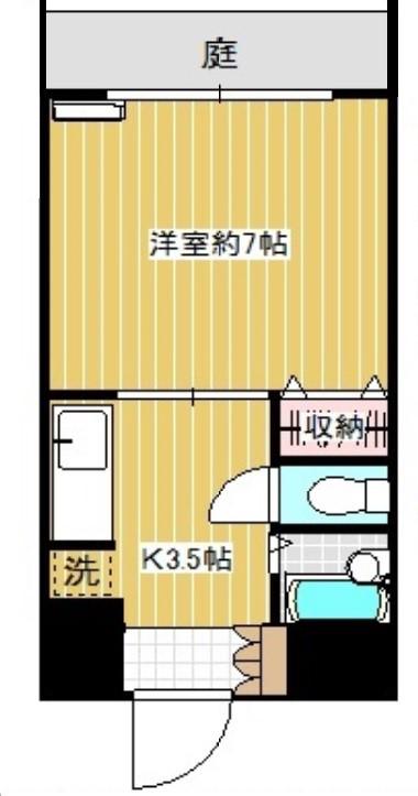 ユウキサンハイツ(1K/1階)の間取り写真