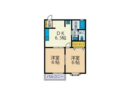 アネックスB(2DK/2階)の間取り写真