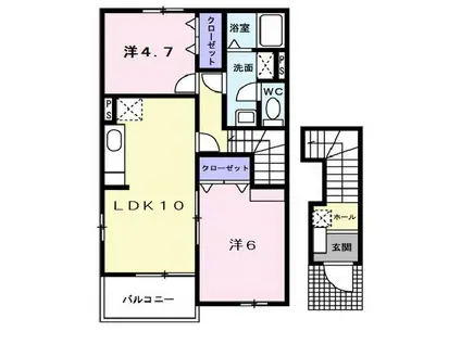 アヴェニールC(2LDK/2階)の間取り写真