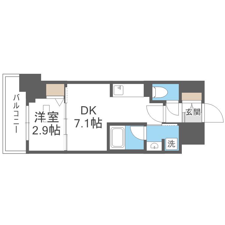 アーバネックス天満橋FRONT(1DK/12階)の間取り写真