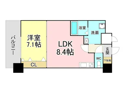 NO.65クロッシングタワーORIENT.BLD(1LDK/19階)の間取り写真