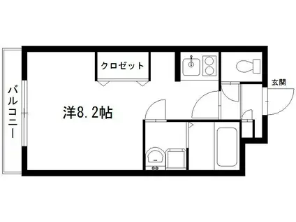 フレッシュタウンSUGIMOTO(1K/2階)の間取り写真