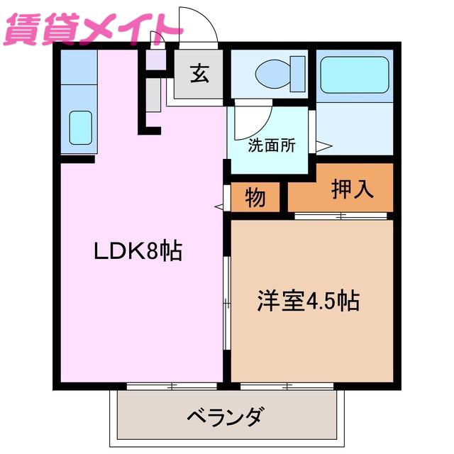 ビーライン九華(1LDK/2階)の間取り写真
