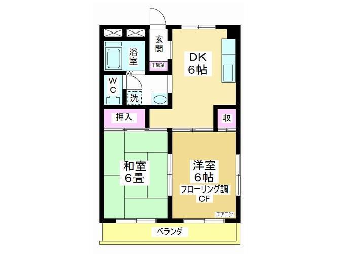 古谷ビル(2DK/2階)の間取り写真