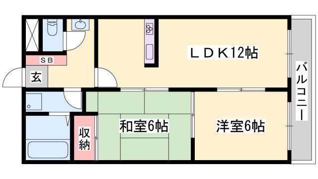 山田コーポ(2LDK/1階)の間取り写真