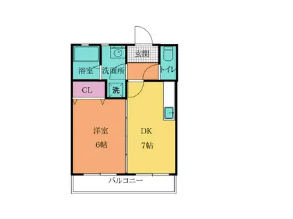 コンプレート中津口(1DK/3階)の間取り写真
