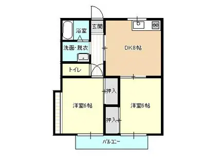 ドエルダックスマナー(2DK/1階)の間取り写真