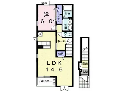 レグルス I(1LDK/2階)の間取り写真