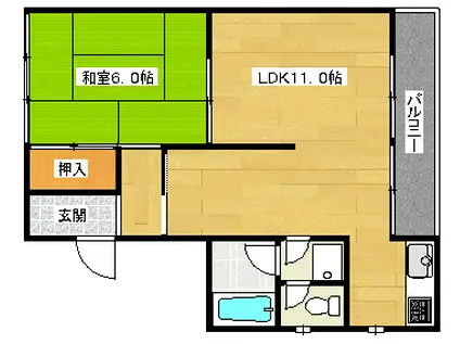 伊井ビル(2LDK/2階)の間取り写真
