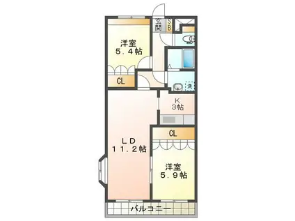 ドラウプニール(2LDK/2階)の間取り写真