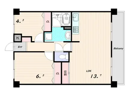 ノーブル須磨(2DK/1階)の間取り写真