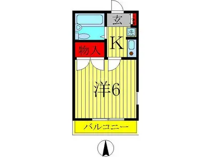 レイクヒルPARTI(1K/2階)の間取り写真